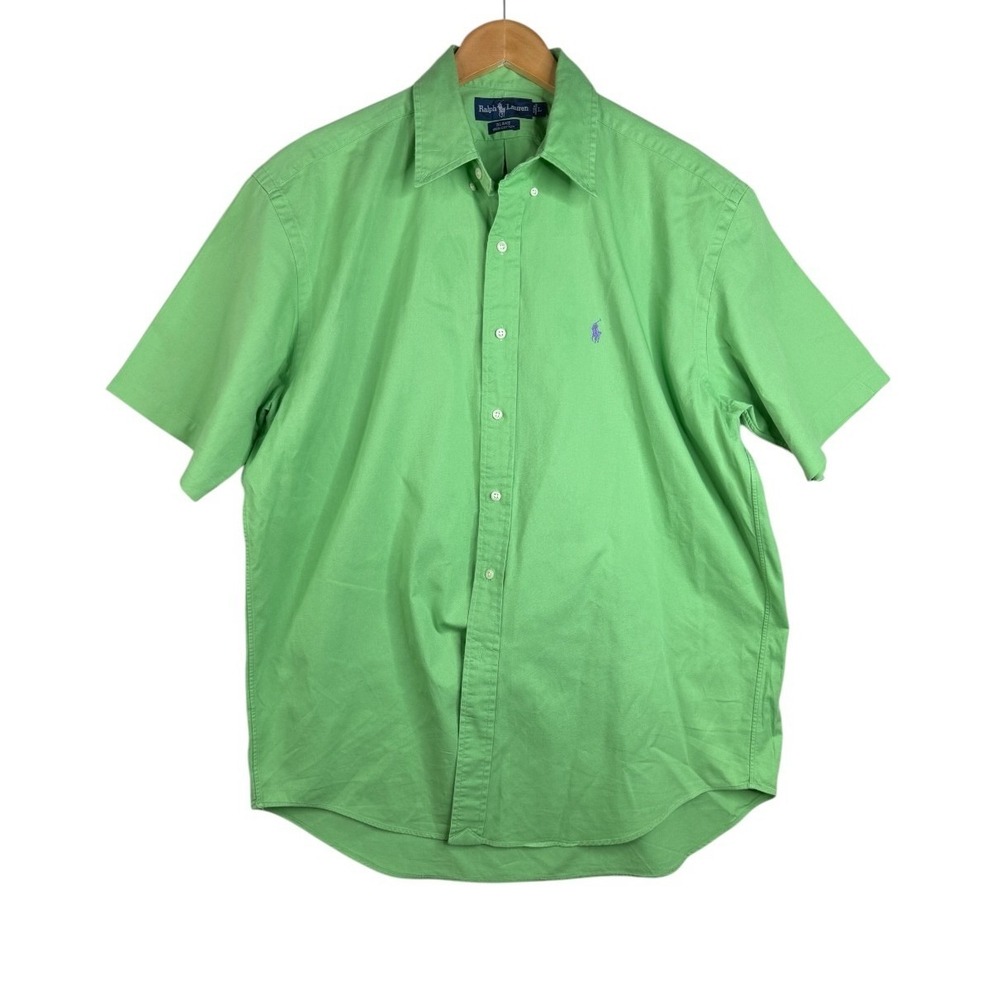 Ralph Lauren Men's Short Sleeve Button Down Shirt size Large Green